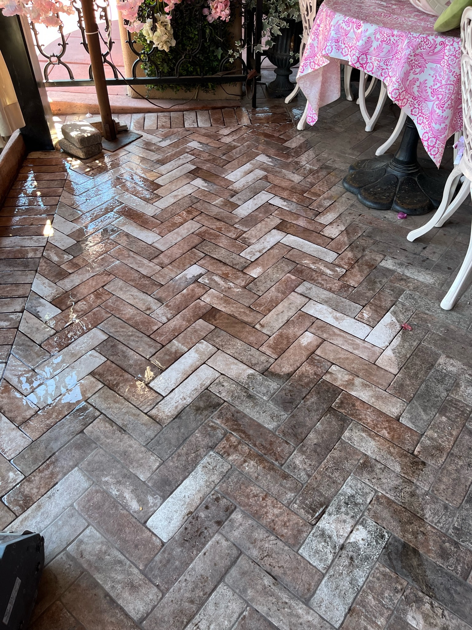 Outdoor tile cleaning after