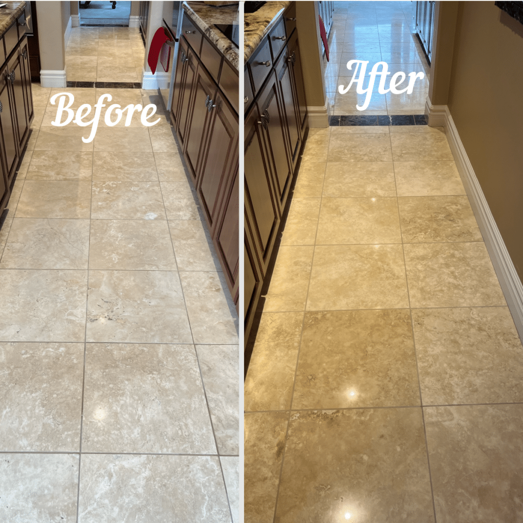 Stone tile cleaning and polishing